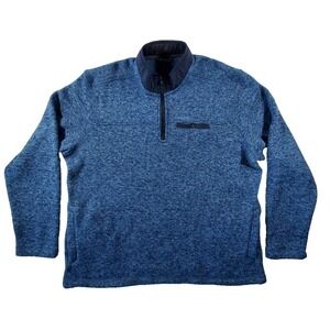 Eddie Bauer Mens XXL Blue Heather 1/4 Zip Fleece Pullover Sweater Jacket Pocket